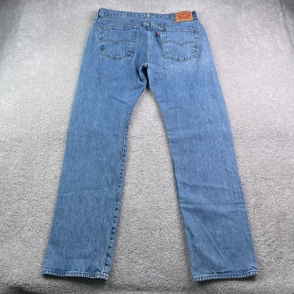 Levis 501 Jeans Mens 35x34 Blue Original Fit Button Fly Straight Cotton Denim